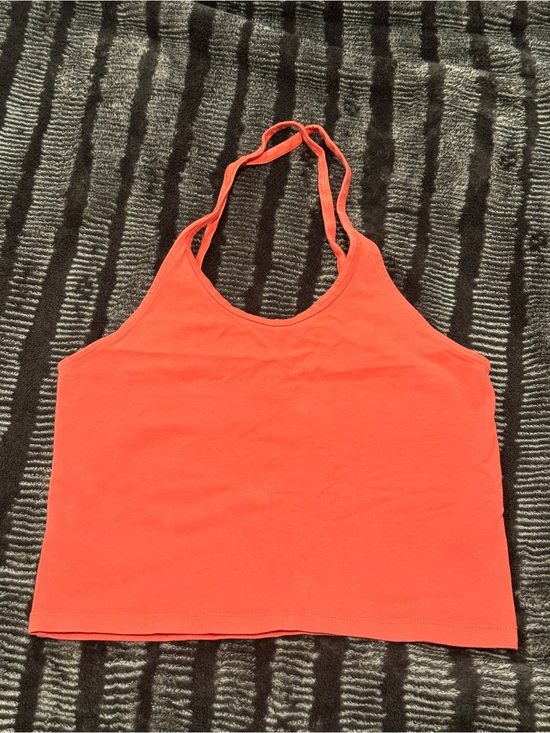 American Eagle Outfitters Tops - Simple Bright Coral Halter Crop Tank Top